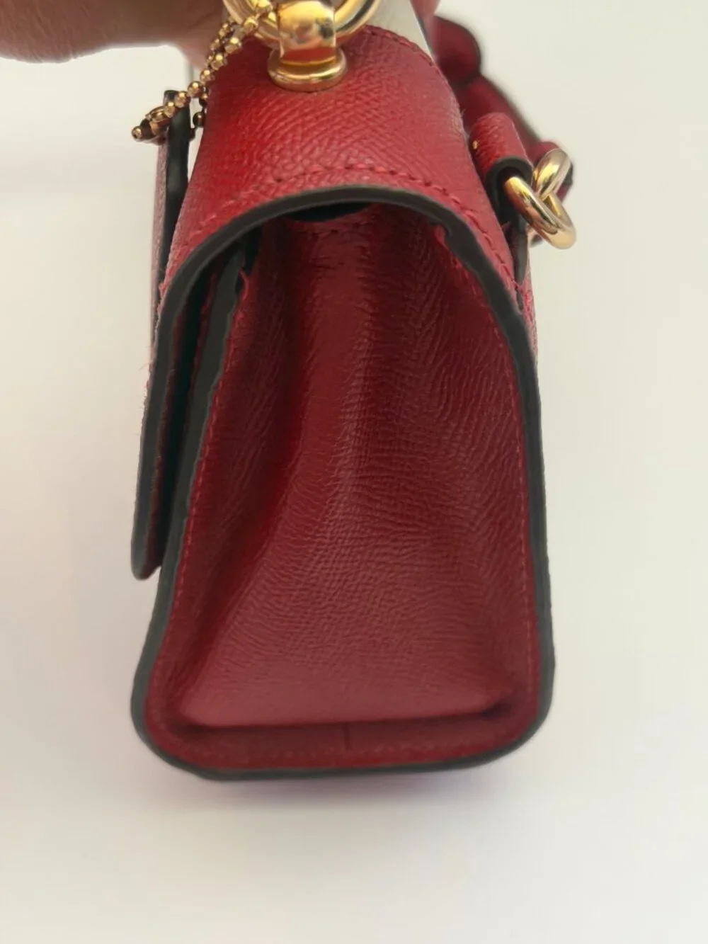 Coach Tilly Satchel 23 in Red/Chalk Striped Crossgrain